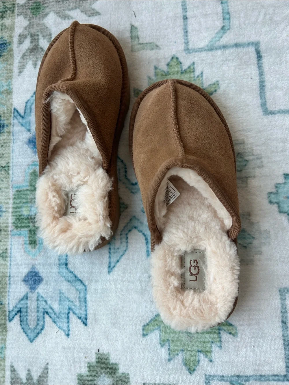 UGG Kids Chestnut Brown Plush-Lined Slip-On Slippers
